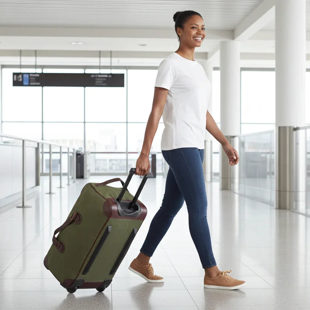 Maxwell Waxed Canvas Rolling Duffel Bag for Weekend Travel
