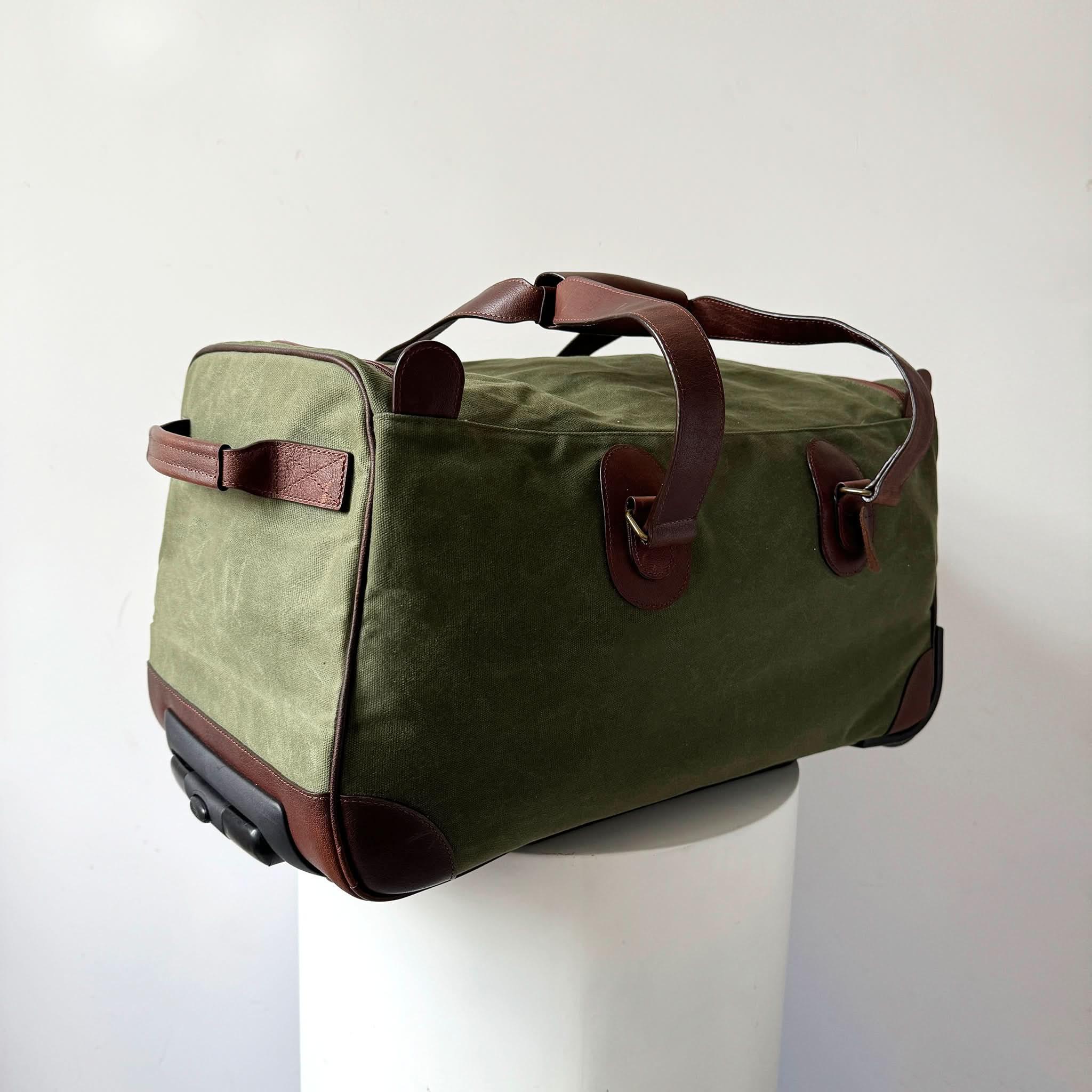 Maxwell Waxed Canvas Rolling Duffel Bag for Weekend Travel