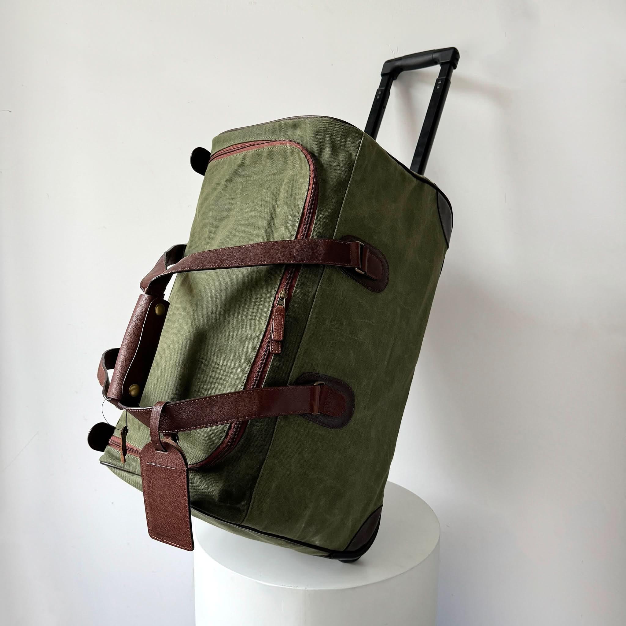 Maxwell Waxed Canvas Rolling Duffel Bag for Weekend Travel