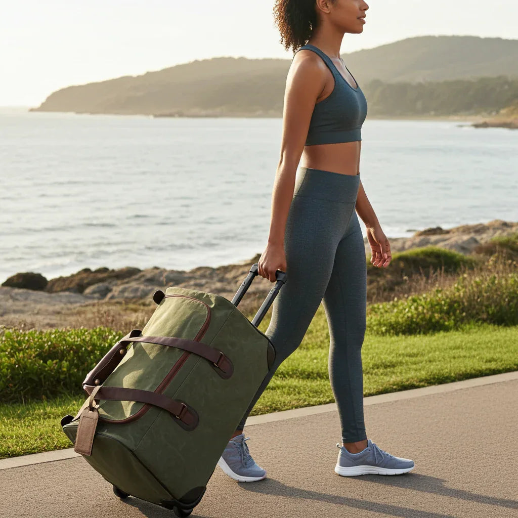 Maxwell Waxed Canvas Rolling Duffel Bag for Weekend Travel
