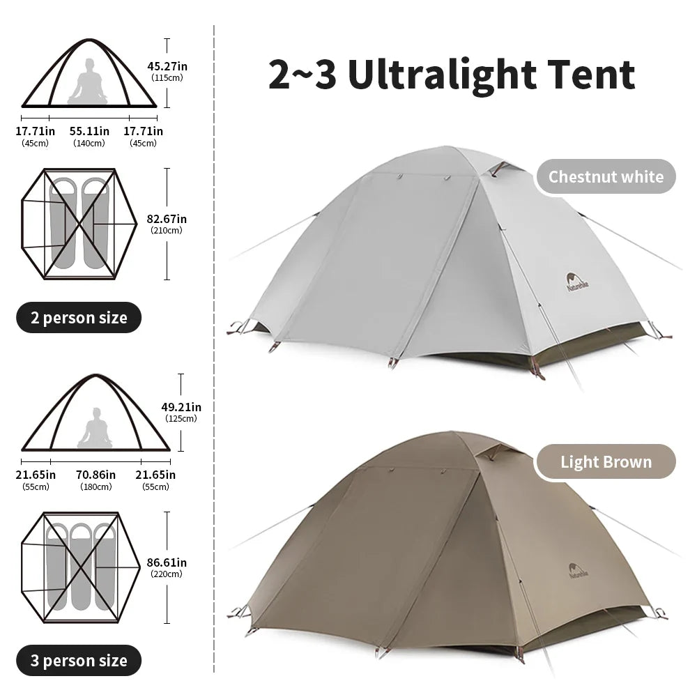 Naturehike 2-3 Person Waterproof Ultralight Portable Camping Tent